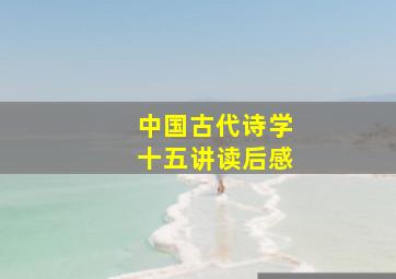 中国古代诗学十五讲读后感