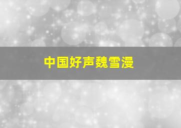 中国好声魏雪漫