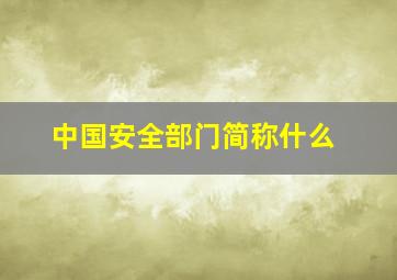 中国安全部门简称什么