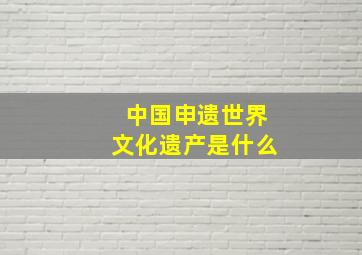 中国申遗世界文化遗产是什么