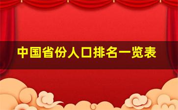 中国省份人口排名一览表