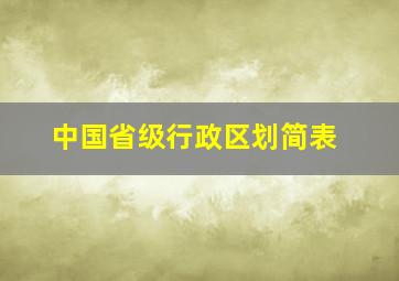 中国省级行政区划简表