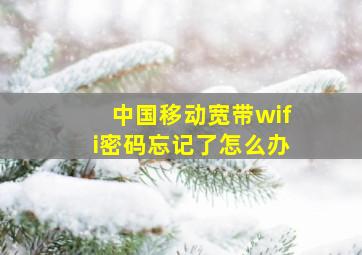 中国移动宽带wifi密码忘记了怎么办