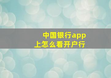 中国银行app上怎么看开户行