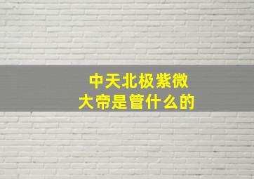 中天北极紫微大帝是管什么的