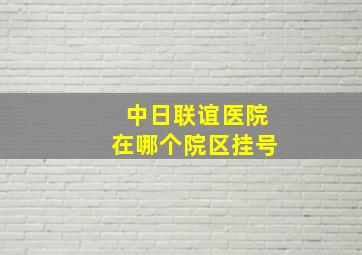 中日联谊医院在哪个院区挂号