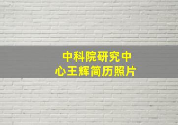 中科院研究中心王辉简历照片