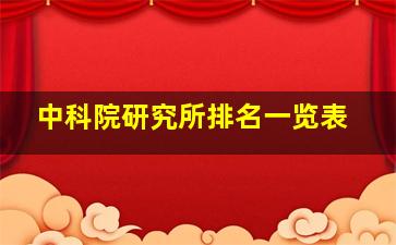 中科院研究所排名一览表