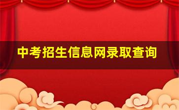 中考招生信息网录取查询