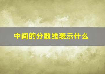 中间的分数线表示什么