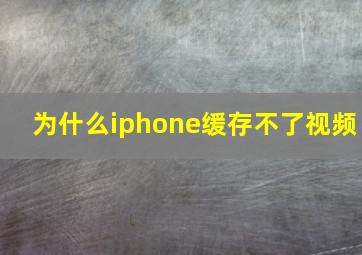 为什么iphone缓存不了视频