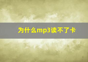 为什么mp3读不了卡