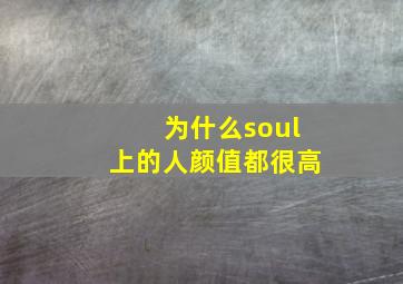 为什么soul上的人颜值都很高