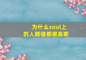 为什么soul上的人颜值都很高呢