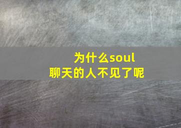 为什么soul聊天的人不见了呢