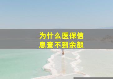 为什么医保信息查不到余额