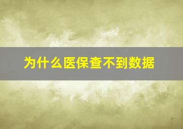 为什么医保查不到数据