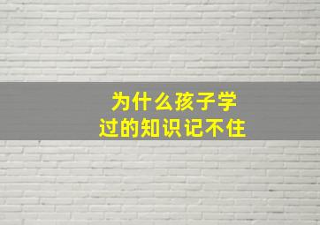 为什么孩子学过的知识记不住