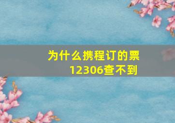 为什么携程订的票12306查不到