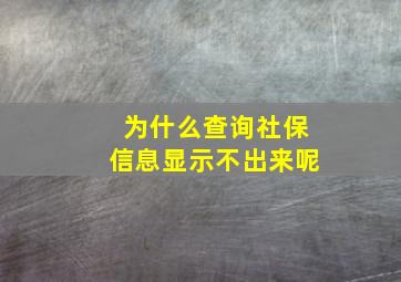 为什么查询社保信息显示不出来呢