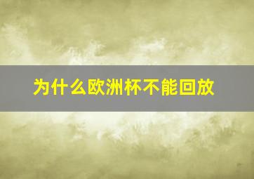 为什么欧洲杯不能回放