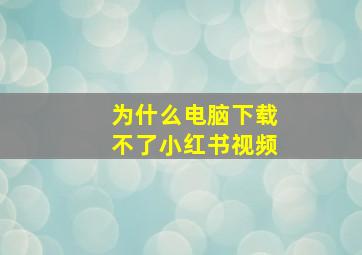 为什么电脑下载不了小红书视频