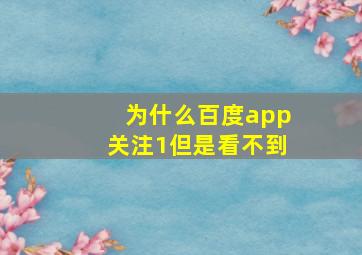 为什么百度app关注1但是看不到