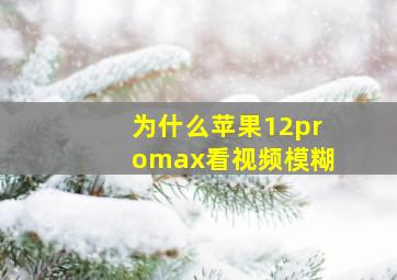 为什么苹果12promax看视频模糊