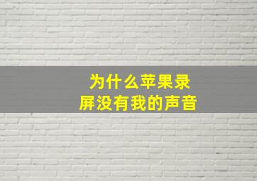 为什么苹果录屏没有我的声音