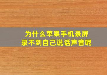 为什么苹果手机录屏录不到自己说话声音呢