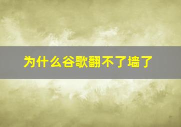 为什么谷歌翻不了墙了