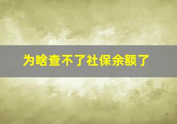 为啥查不了社保余额了