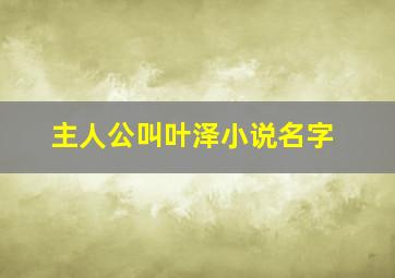 主人公叫叶泽小说名字