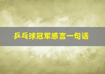 乒乓球冠军感言一句话