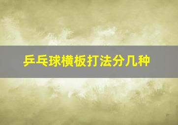 乒乓球横板打法分几种