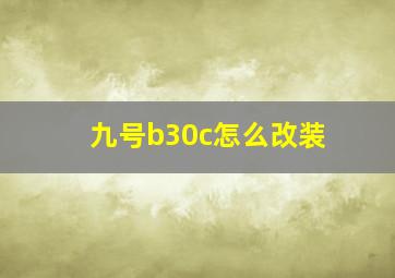 九号b30c怎么改装