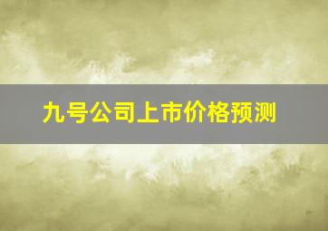 九号公司上市价格预测