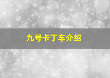 九号卡丁车介绍