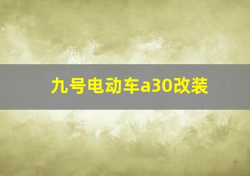 九号电动车a30改装