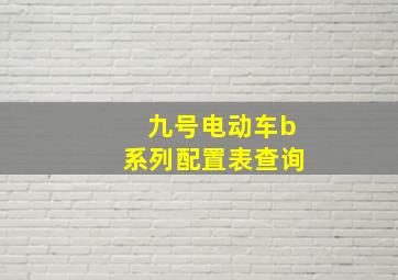 九号电动车b系列配置表查询