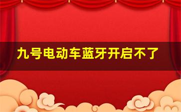 九号电动车蓝牙开启不了