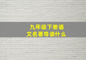 九年级下册语文名著导读什么