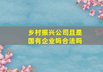 乡村振兴公司且是国有企业吗合法吗