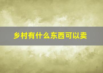 乡村有什么东西可以卖