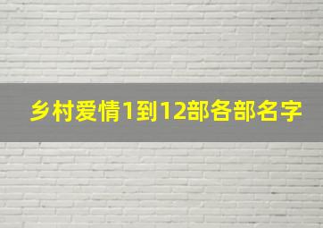 乡村爱情1到12部各部名字