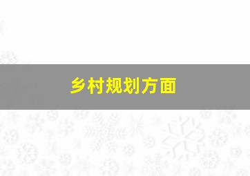 乡村规划方面