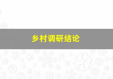 乡村调研结论