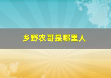 乡野农哥是哪里人