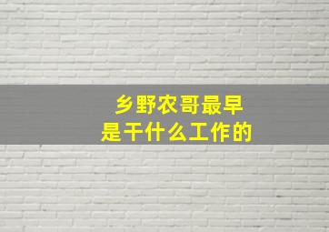 乡野农哥最早是干什么工作的