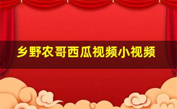 乡野农哥西瓜视频小视频